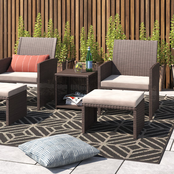 Latitude Run® Rand Wicker/Rattan 2 Person Seating Group with Cushions